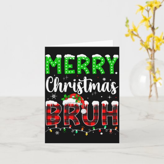 Carte Bruh Christmas Red Plaid Teens Boys Kids Xmas Paja (Fleur jaune)