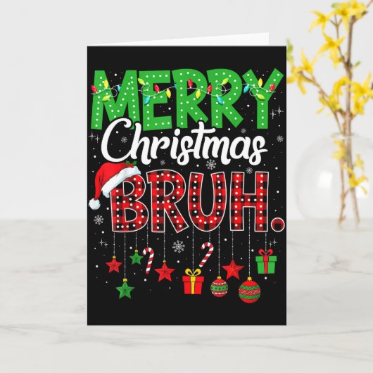 Carte Bruh Christmas Red Plaid Teens Boys Kids Xmas Paja (Fleur jaune)