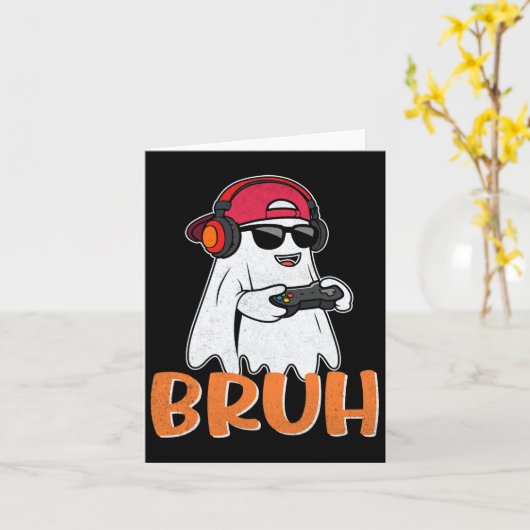 Carte Bruh Éffrayant Boo Halloween Costume Gamer Jeu Hom (Fleur jaune)