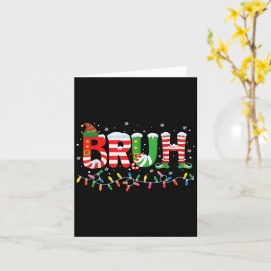 Carte Bruh Elf Squad Merry Christmas Xmas Lights Snowfla (Fleur jaune)