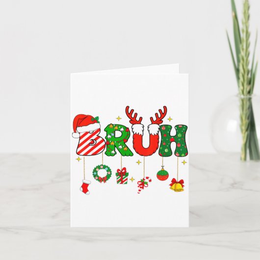 Carte Bruh Funny Christmas Red Plaid Teens Boys Kids Xma (Devant)