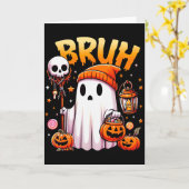 Carte Bruh Ghost Halloween Cute Ghost Trick Or Treat Can (Fleur jaune)