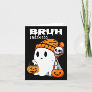 Carte Bruh Ghost Halloween mignon Ghost Tricot Ou Traite