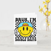 Carte Bruh I'm Double Digits 10 Year Old Boy Birthday 10 (Fleur jaune)