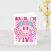 Carte Bruh I'm Five 5 5th Birthday Girls Groovy 5 Years (Fleur jaune)