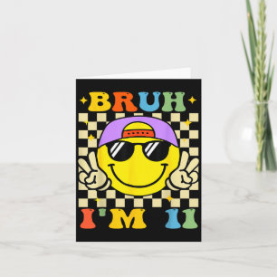 Carte Bruh j'ai 11 ans Anniversaire violet garçons 11ème
