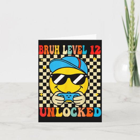 Carte Bruh Level 12 Unlocked Smile Face Video Gamer 12th (Devant)