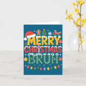 Carte Bruh Merry Christmas Santa Hat Ugly Sweater Theme  (Fleur jaune)