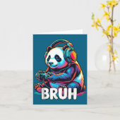 Carte Bruh Panda Gamer With Headphones Controller  (Fleur jaune)