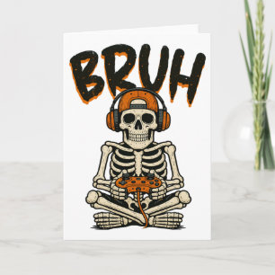 Carte Bruh Skeleton Gamer Funny Halloween jeu vidéo B