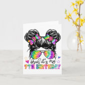 Carte Bruh Son 7E Anniversaire Tie Dye Messy Bun 7 Ans (Fleur jaune)