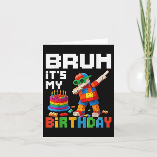 Carte Bruh Son Anniversaire Maître Bâtiment Bâtir Brick (Devant)