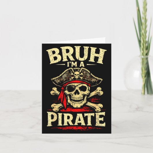 Carte Bruh un pirate crâne cache-œil os croisés chapeau (Devant)