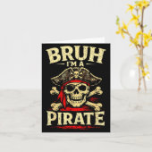 Carte Bruh un pirate crâne cache-œil os croisés chapeau (Fleur jaune)