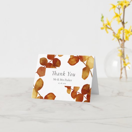 Carte Brûlé Sienna Eucalyptus Boho Merci (Fleur jaune)