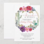 CARTE BRUNCH, BABY SHOWER, THÈME DÉSERT, FLORAL (Devant / Derrière)