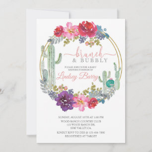 CARTE BRUNCH, BABY SHOWER, THÈME DÉSERT, FLORAL