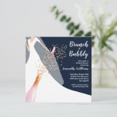 Carte Brunch Bubbly habiller Marine nuptiale douche Invi (Debout devant)