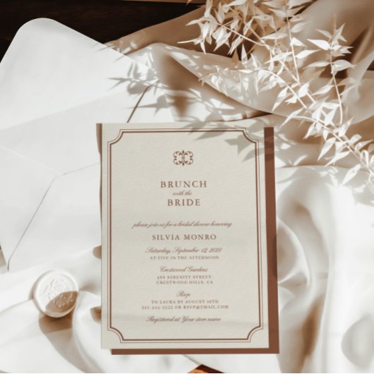 Carte Brunch Ecru classique avec la Fête des mariées de 