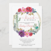 CARTE BRUNCH, FÊTE DES MARIÉES, THÈME DÉSERT, FLORAL (Devant / Derrière)