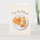 Carte Brunch Love Pun poulet & gaufres Valentine (Devant)