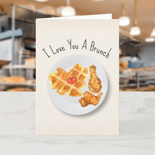 Carte Brunch Love Pun poulet & gaufres Valentine