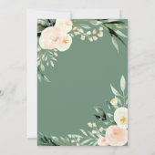 Carte Brunch & mousseux vert et pêche aquarelle floral (Dos)