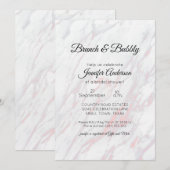 Carte Brunch nuptial moderne en marbre rose et gris (Devant / Derrière)