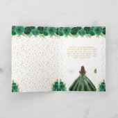 Carte Brunette aux fleurs vertes Fille seize ans doux (Intérieur)
