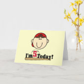 Carte Brunette Boy Baseball 5e anniversaire (Fleur jaune)