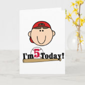 Carte Brunette Boy Baseball 5e anniversaire (Fleur jaune)