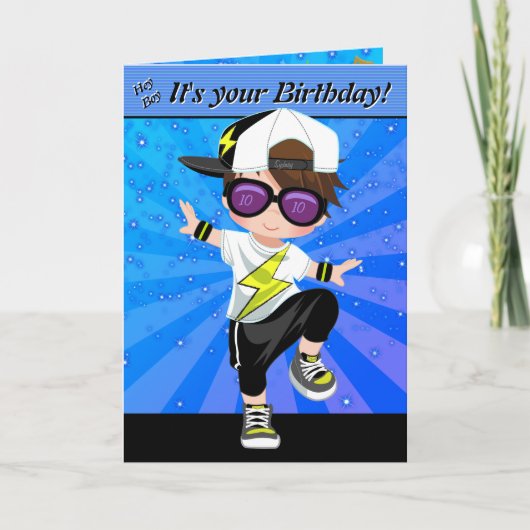 Carte Brunette Boys Hip hop Joyeux anniversaire (Devant)