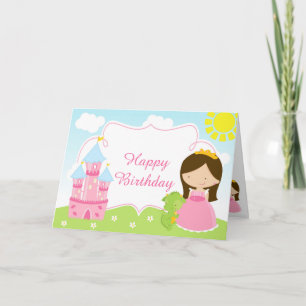 Carte Brunette Cheveux Princesse et Dragon 