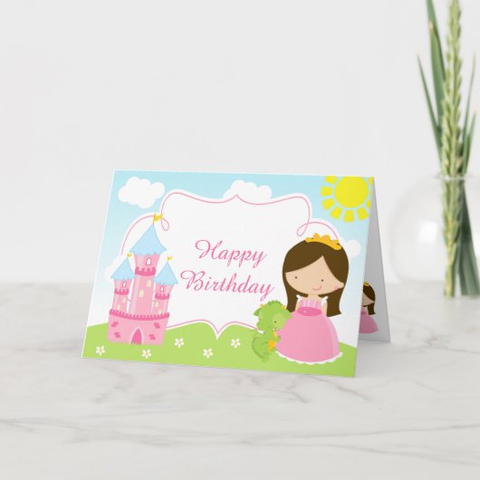 Carte Brunette Cheveux Princesse et Dragon (Devant)
