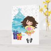 Carte Brunette Danse Irlandaise Vacances de Noël d'hiver (Fleur jaune)