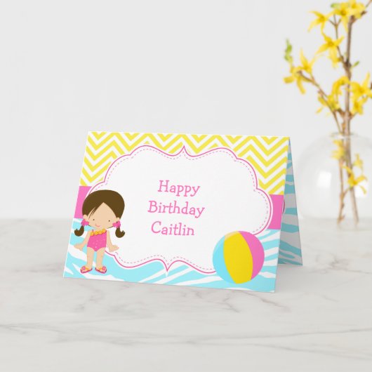 Carte Brunette Fête de billard de billard (Fleur jaune)