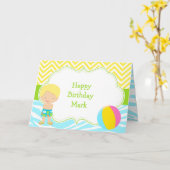 Carte Brunette Hair Pool Party Bash Party (Fleur jaune)