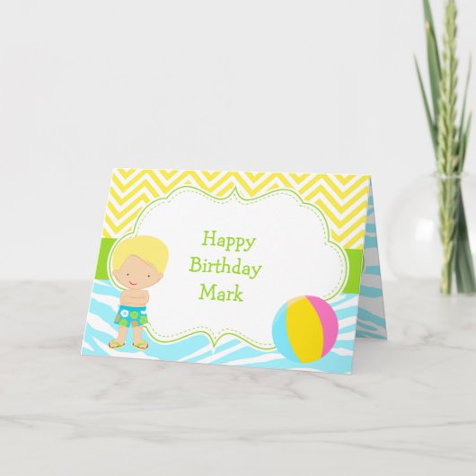 Carte Brunette Hair Pool Party Bash Party (Devant)