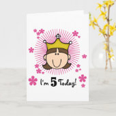 Carte Brunette Princesse 5e Anniversaire Tshirts et cade (Fleur jaune)