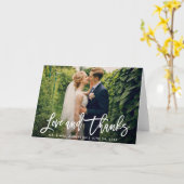 Carte Brush Script Mariage Photo Love Merci Modern Fold (Fleur jaune)