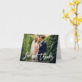 Carte Brush Script Mariage Photo Love Thanks Modern Note (Fleur jaune)