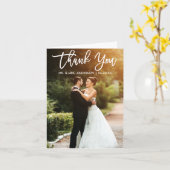 Carte Brush Script Mariage photo pliée Merci note (Fleur jaune)