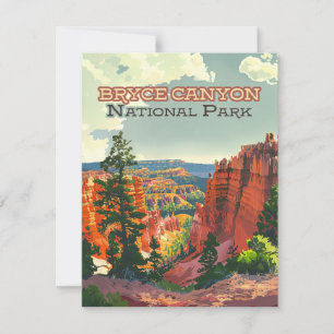 Carte Bryce Canyon National Park Utah Hoodoo Retro Card