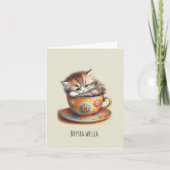 Carte Brysia Wella : Kitten in Teacup Get Well Bientôt C (Devant)