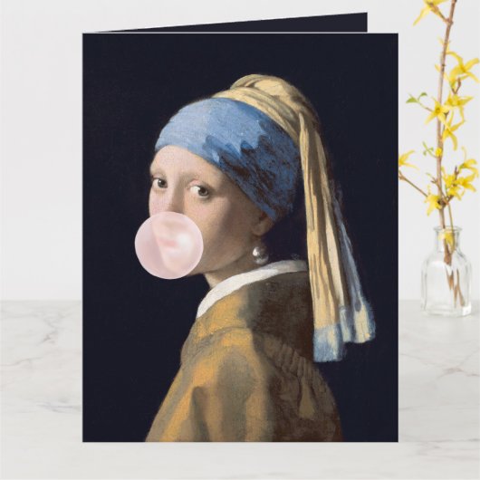 Carte Bubble Gum Diva avec oreille perle (Fleur jaune)