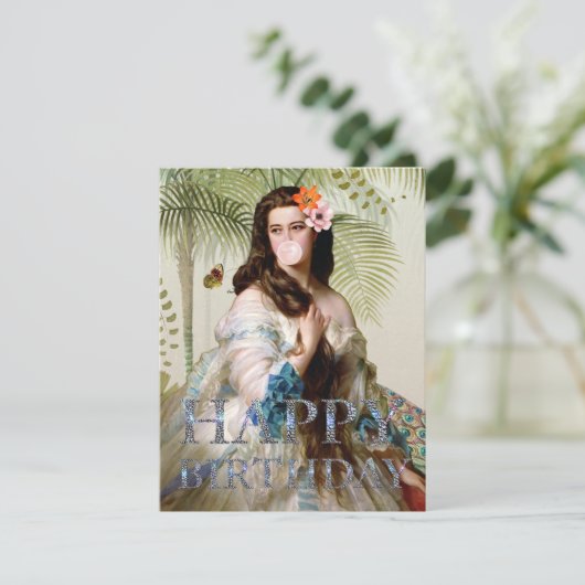 Carte Bubble Gum Diva tropical Joyeux anniversaire (Debout devant)