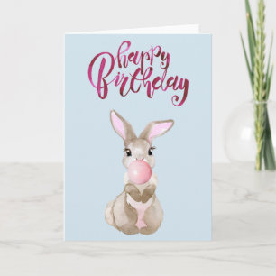 Carte Bubble Gum Lapin Mignon Anniversaire