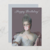 Carte Buble chewing-gum Diva soufflant une bulle rose ch (Devant / Derrière)