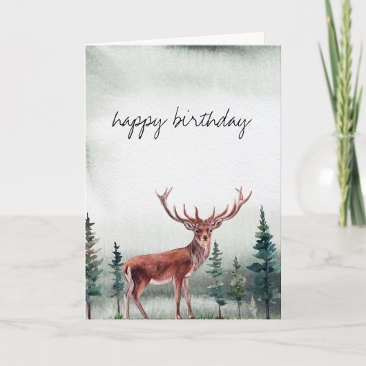 Carte Buck Deer Joyeux Anniversaire Personnalisé (Devant)