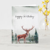 Carte Buck Deer Joyeux Anniversaire Personnalisé (Fleur jaune)